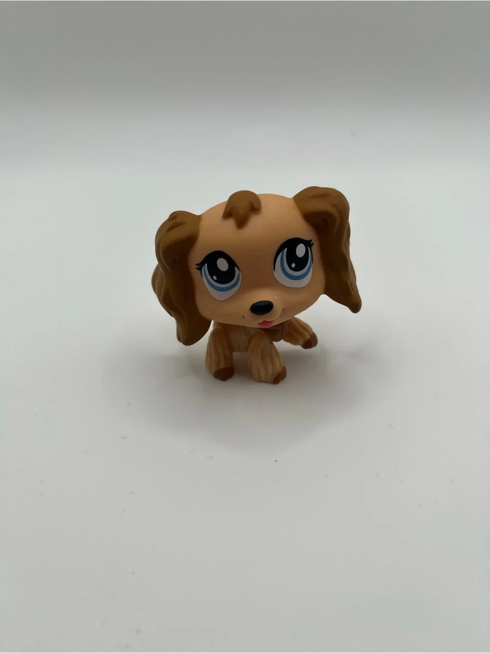 Littlest Pet Shop Cocker Spaniel Dog #1318 Hasbro LPS Brown Tan Blue Eyes